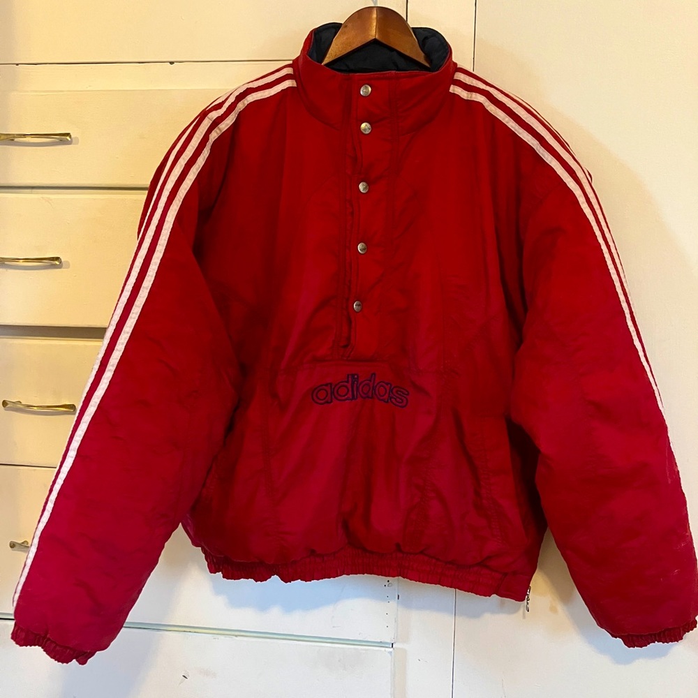 Vintage adidas half button insulated jacket